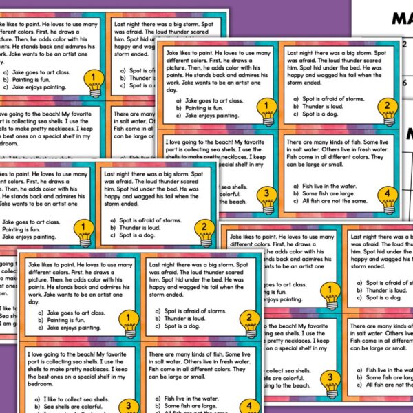 main idea tasks cards 3